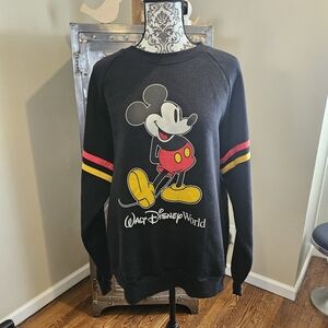 Vintage Retro Style Walt Disney World Mickey Mouse Sweatshirt Blk Size L